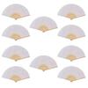 J0MC Pack of 10 Chinese Plain Paper Fan for Art Calligraphy and Decorations White Handheld Folding Fan Wedding Parties Decors