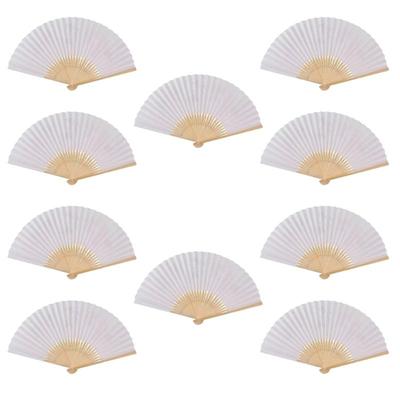 J0MC Pack of 10 Chinese Plain Paper Fan for Art Calligraphy and Decorations White Handheld Folding Fan Wedding Parties Decors