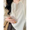 New Chinese Persimmon Ruyi Pendant Long Necklace Women's Ethnic Style Retro Simple Sweater Chain National Style Niche Accessories