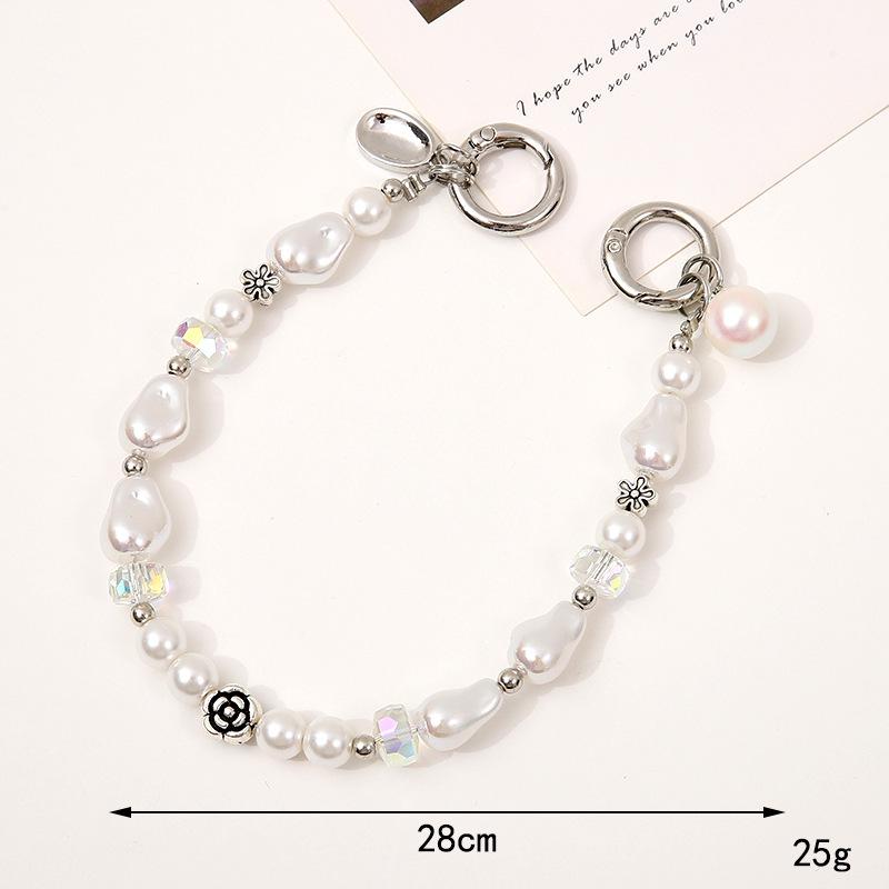 Capa de celular com corrente de pérolas faça você mesmo para mulheres da moda com pingente de cristal antiqueda