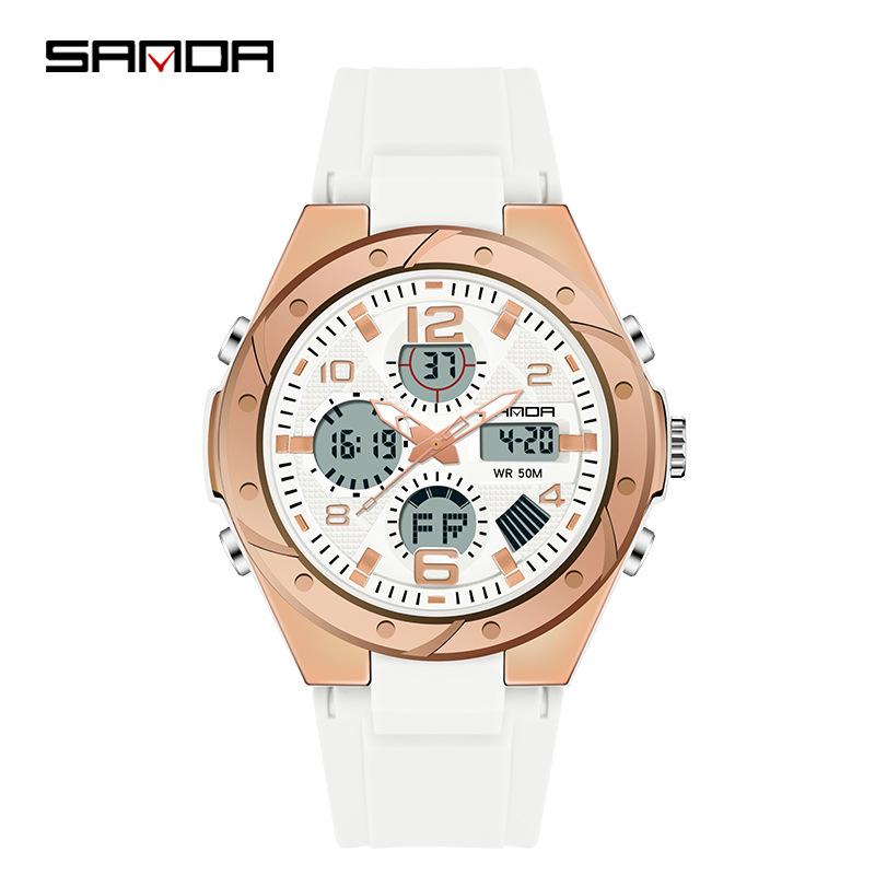 Sanda Men's Multifunctional Dual Display Luminous Waterproof Sports Watch for Teens