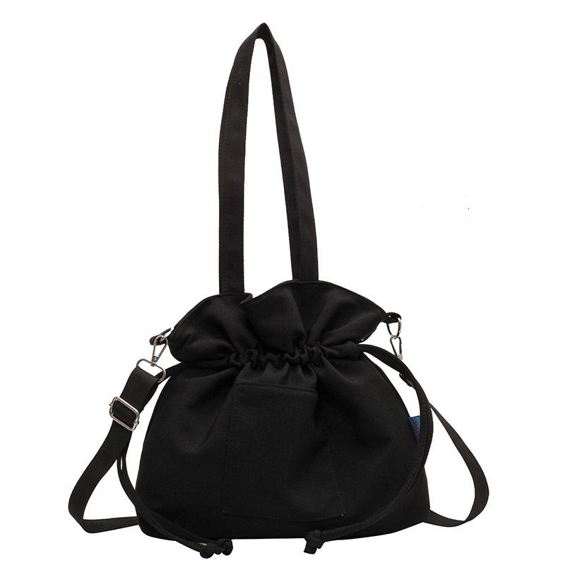 Женская парусиновая сумка большой емкости для покупок, портативная большая сумка, студенческая сумка на плечо чёрный