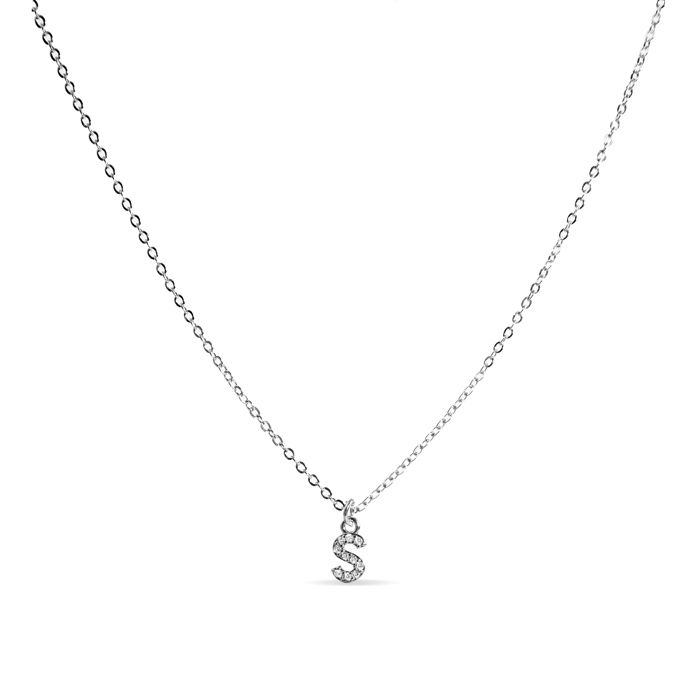 Collier - Luxenter - Alphabet S - Zirconium brillant - Argenté - 42 cm + 3 cm de rallonge