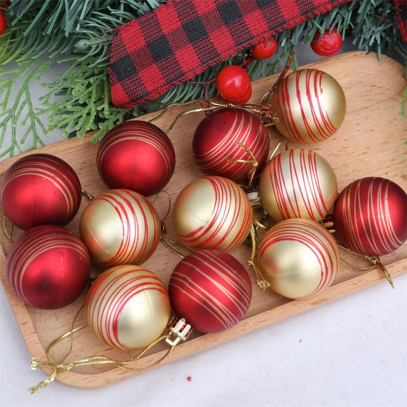 Plastic Christmas Tree Decorations Accessories Colorful Handcrafted Spherical Orbs in Gift Box for Festival Event