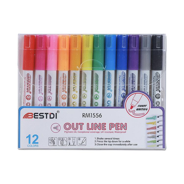 

Punctuation 1556 Quick-Dry Double-Line Outline Pen: Children’s Glitter Doodling & Journaling Water-Based Marker Round Tip