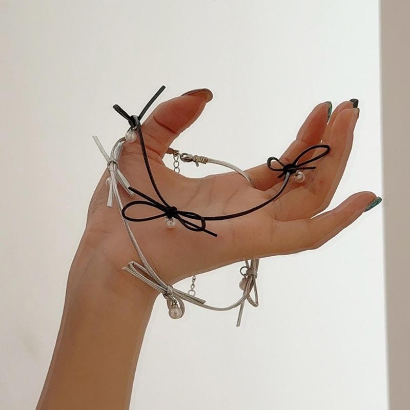 Elegant Bowknot Pearls Choker Necklace for Women Girls Retro Styles Clavicle Chain Fashion Jewelry Accessories
