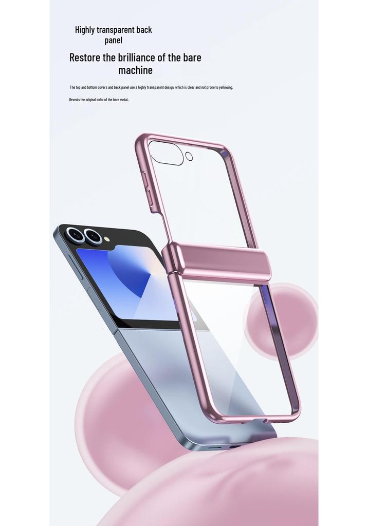 Samsung Z Flip8/7 Electroplated Transparent Full Coverage Case with Foldable Screen Protection