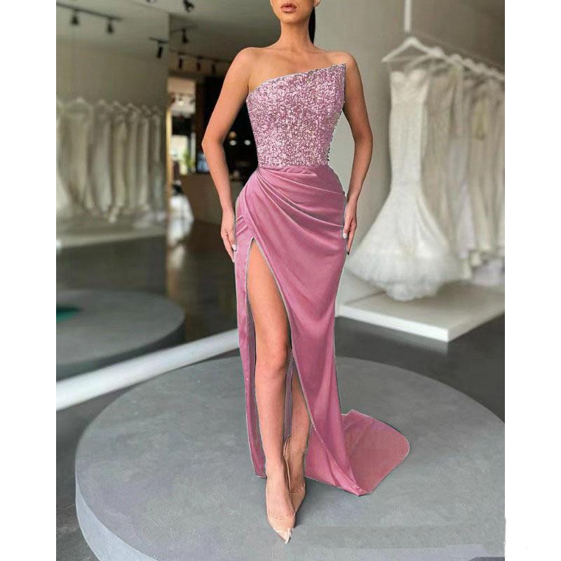 Kadın Elbise Payetler Peri Uzun Kolsuz Moda Tek parça Mizaç Orta uzunlukta Abiye giyim