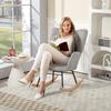 Vintage Rocking Chair, Curved Rockers, Thick Padding, Beechwood & Steel, Light Grey