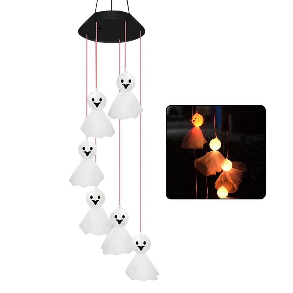 Buy LED Solar Halloween Wind Chime Light Outdoor Courtyard Skull
