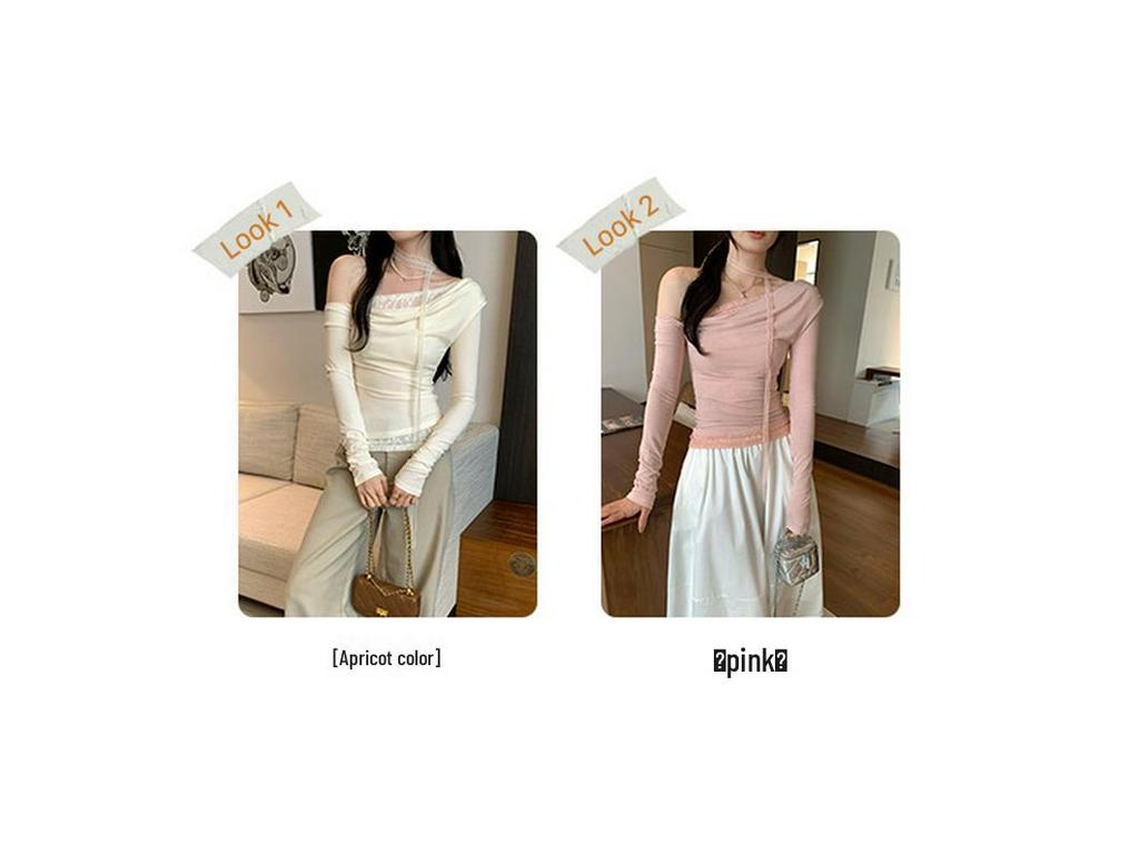 Spicy Girl Halter Neck Lace Ribbon Top 2025 – Chic, Stylish Women's T-Shirt with Pure, Elegant Design