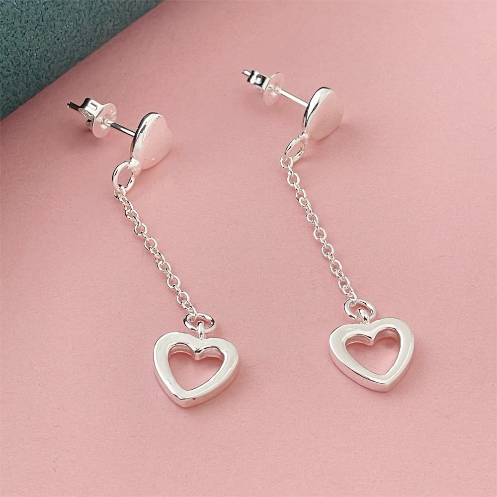 

Оригинальные серьги-сердечки из серебра 925 пробы для женщин, изысканные студенческие аксессуары, ювелирные изделия, свадебный подарок