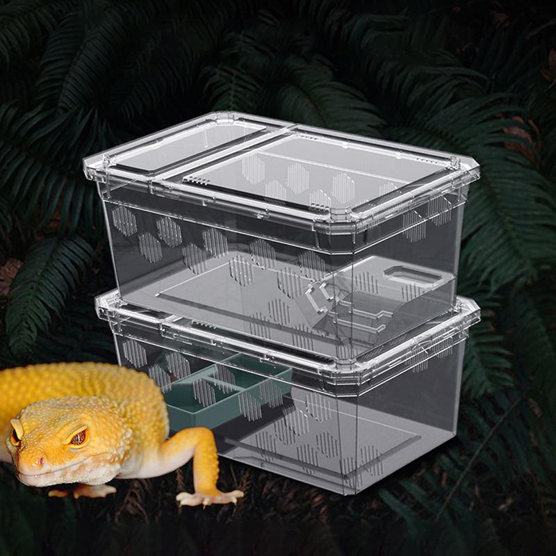 Reptile Tank Insect Spiders Tortoise Lizard Plastic Transparent Reptile Breeding Box Vivarium With Balcony Feeding Supplies