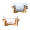 Salad Bowl with Wooden Stand Elegant Round Practical Dessert Bowl Food Bowl Cake Bowl for Dinner Chips Appetizer Dessert Family