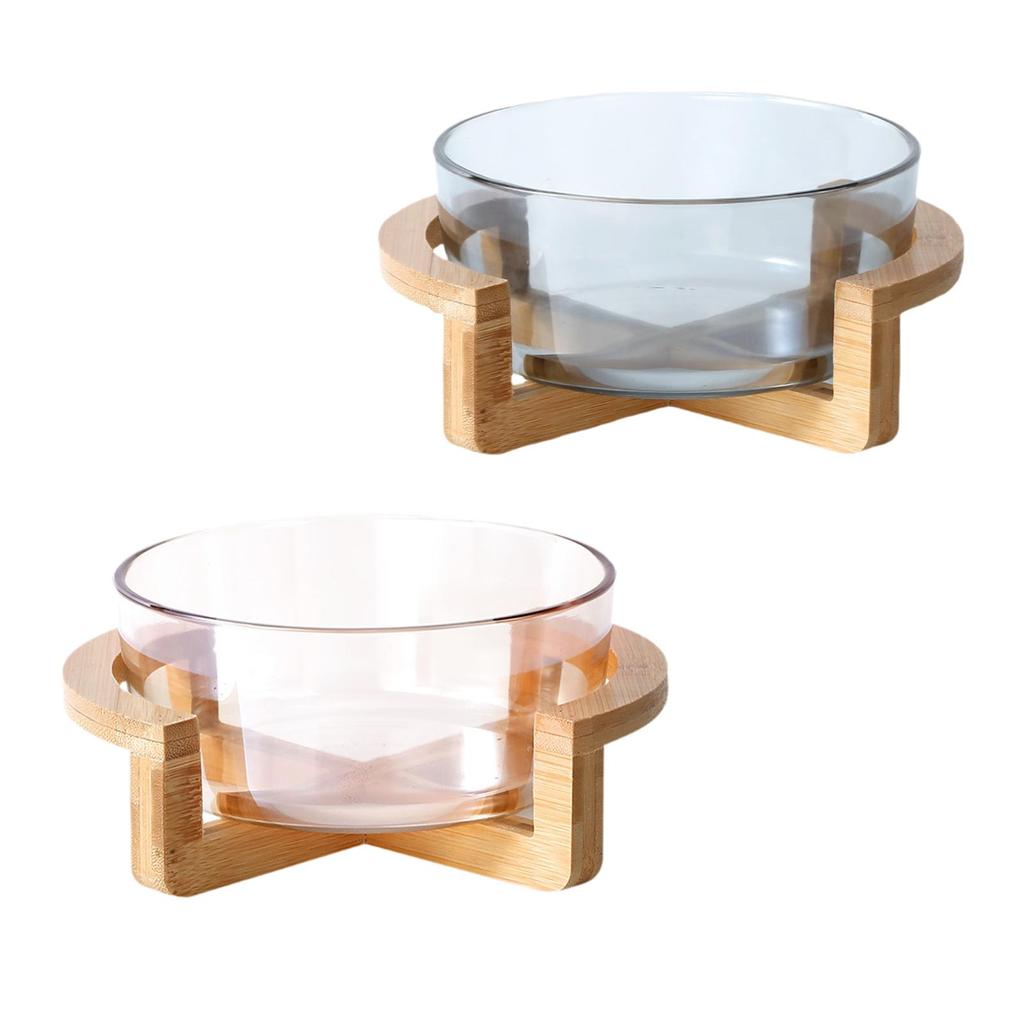 Salad Bowl with Wooden Stand Elegant Round Practical Dessert Bowl Food Bowl Cake Bowl for Dinner Chips Appetizer Dessert Family