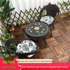 Three-Piece Chinese Style Rattan Table and Chair Set - Indoor Balcony Swivel Chair, Durable Round Five-Piece Swivel Design