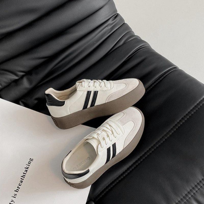 Leather platform women's spring new inner height increase casual shoes retro sports little white shoes board shoes women