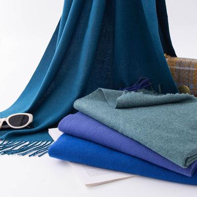 Blue Green Scarf for Girls with A Sense of Atmosphere In Winter Versatile Solid Color Long Scarf Imitation Cashmere Tassel Shawl Scarf Cold Color