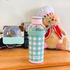 Plaid High Appearance Level Thermos Cup Office Tea Cup Portable Stainless Steel Water Cup Women's Gift Cup