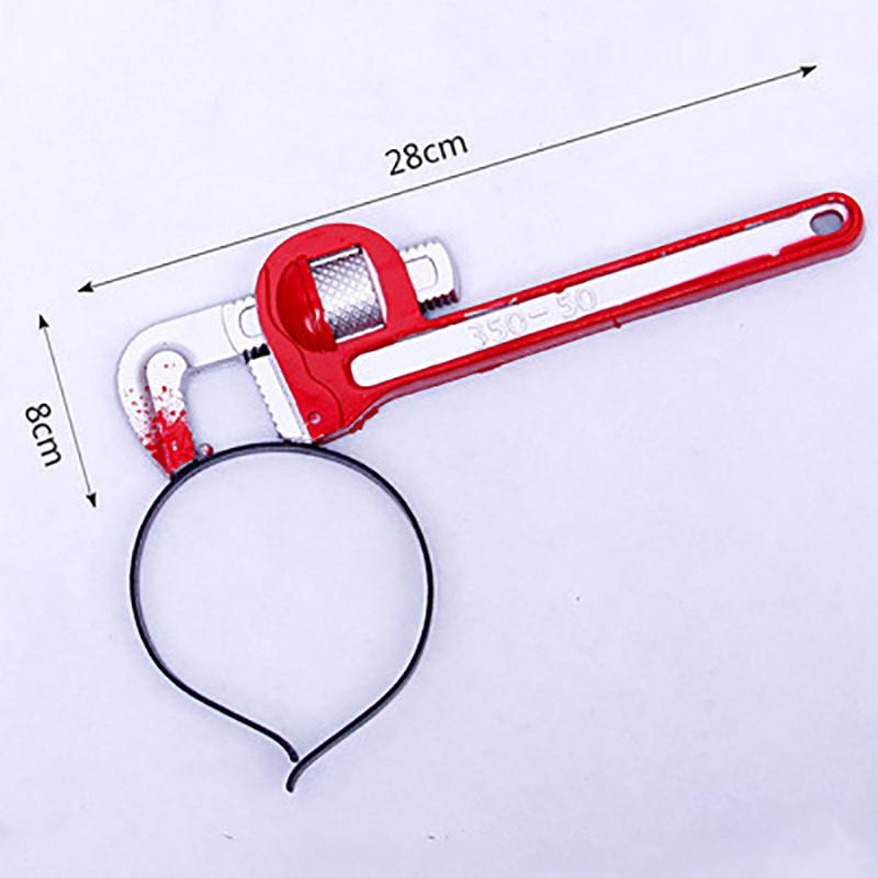 Halloween Headband Hair Accessory Prank Fake Head Axe Headband with Costume Parties 3D Sharp Kitchen Knife Head Hair Accessory