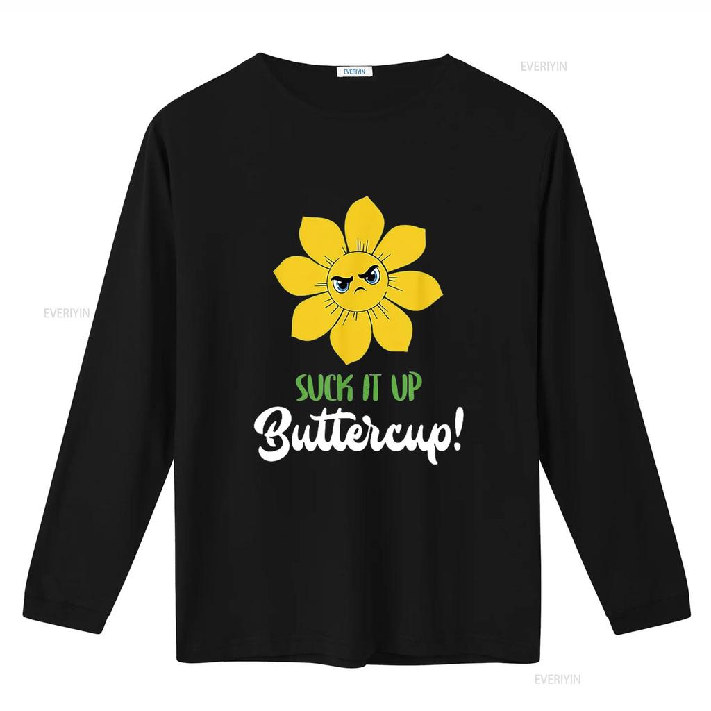 Unisex Suck It Up Buttercup T-Shirt Schwarz vintage gewaschen Streetwear Designer Kleidung Bequem Grafik homme