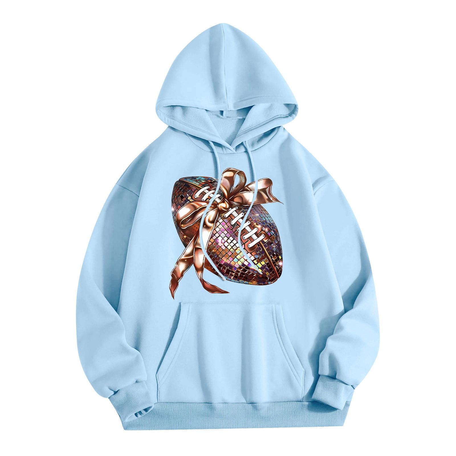 

Женская модная легкая толстовка с длинными рукавами и карманами с принтом регби XL