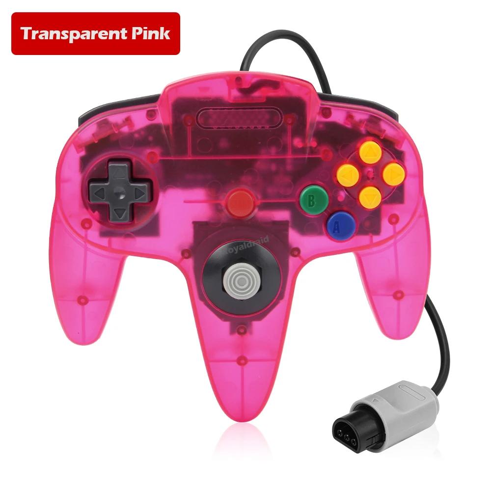 8 Colors Wired Gamepad For N64 Console Joypad Control for N64 Classic Joystick Retro Game Console Gamepad Accessories прозрачный розовый