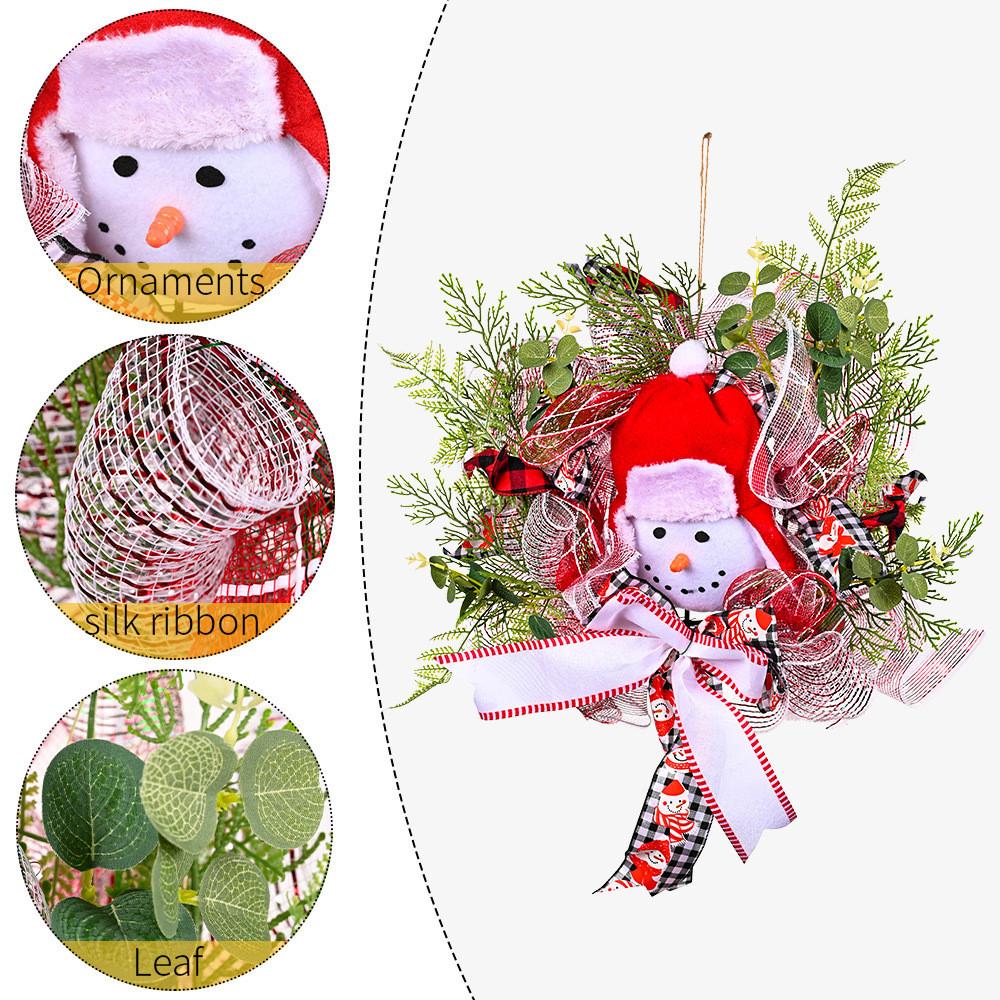 Unique Christmas Snowman Fabric Wreath For Cheerful Holiday Home Decorations
