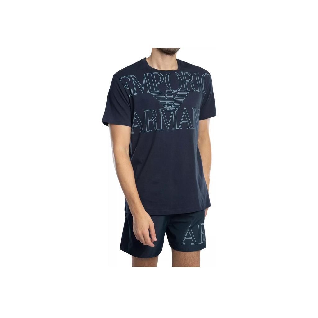 Emporio Armani Logo Print Crew Neck Short Sleeve T-Shirt Men tops Blue EM000574-AF12326-UB102