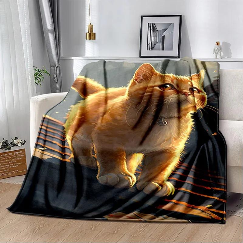 Cartoon Cute Calico Cat,Garfield Cat,Persian Cat,Ragdoll Blanket,Soft Throw Blanket for Home Bedroom Bed Sofa Cover Blanket Kids
