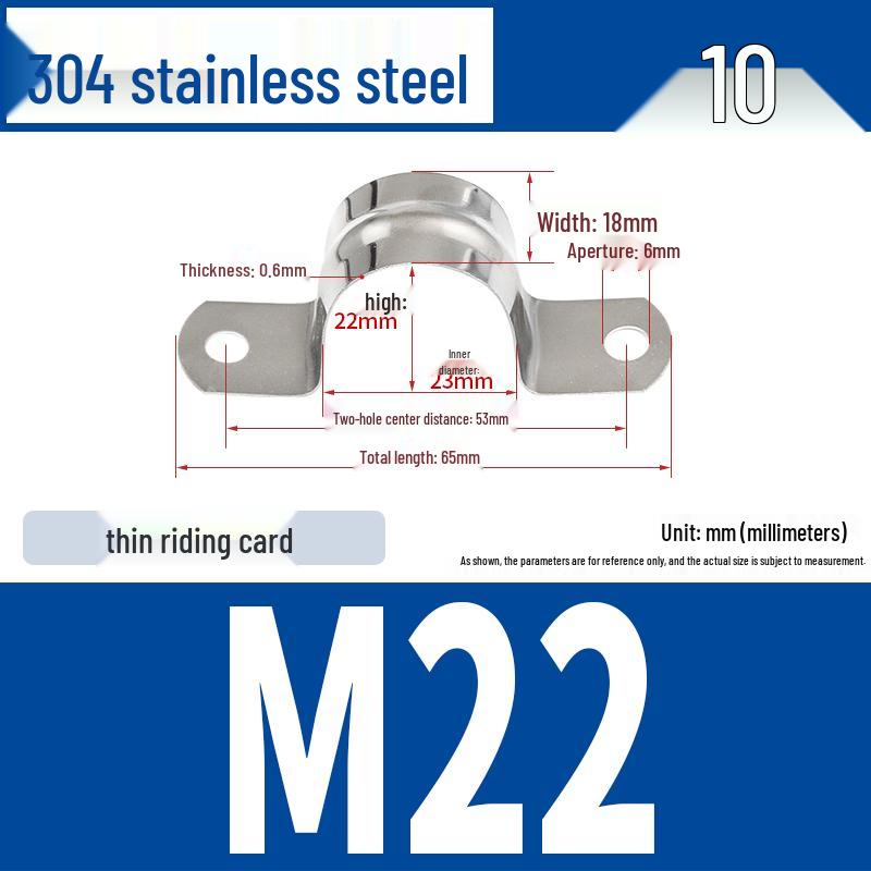 304 Stainless Steel U-Bolt Pipe Clamp Bracket - Pipe & Hose Clip Snap-on Hoop