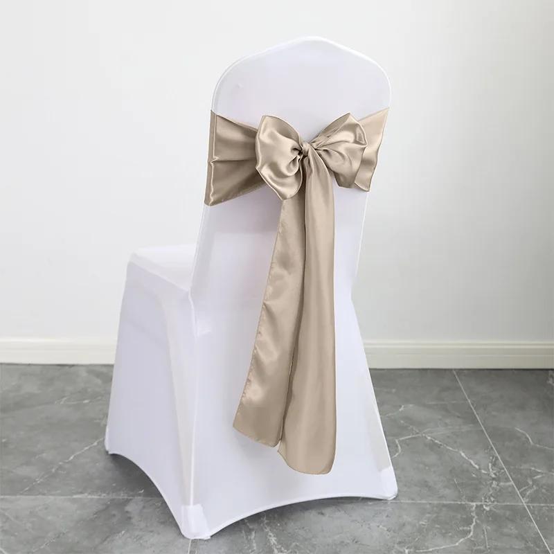 

10pcs Satin Chair Belt with Bow Decoration, Universal Chair Cover Ribbon Tie Wedding Chair Back Decor/chair Sashes Wedding 10 pcs