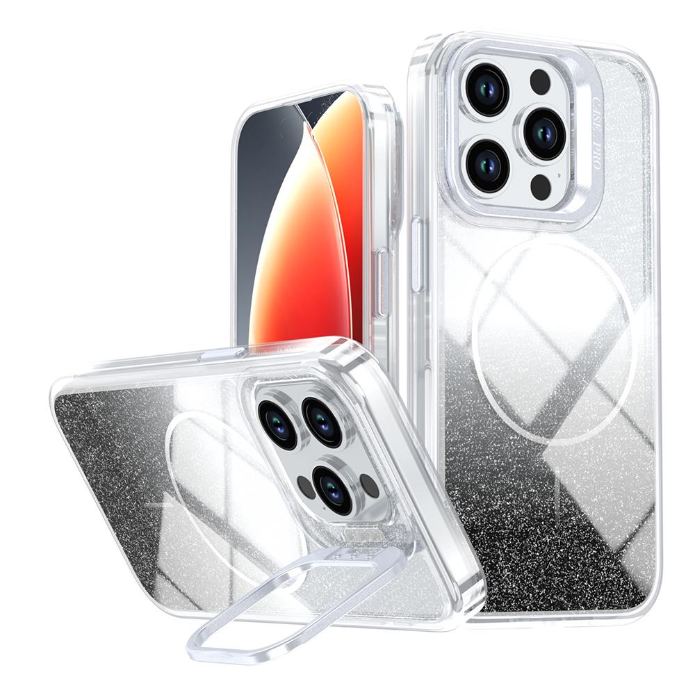 

For iPhone 13 Pro Magnetic Case Gradient Glitter Shockproof TPU PC Phone Cover Compatible with MagSafe