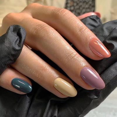 24Pcs/Set Quick Nails Simple Five Color Solid Color False Nials Sticker Wearable Waterproof Manicure Finished Nails
