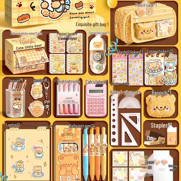 Butterbär Briefpapier Geschenkbox: Zurück zur Schule Set für Kinder, Kindergarten-Abschluss, Geburtstags-Souvenir für Mädchen.