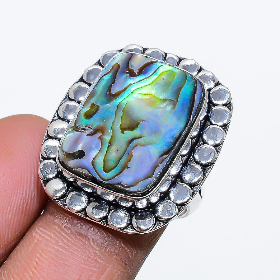 

Abalone Shell Gemstone Handmade 925 Sterling Silver Jewelry Ring 6 SU-9998