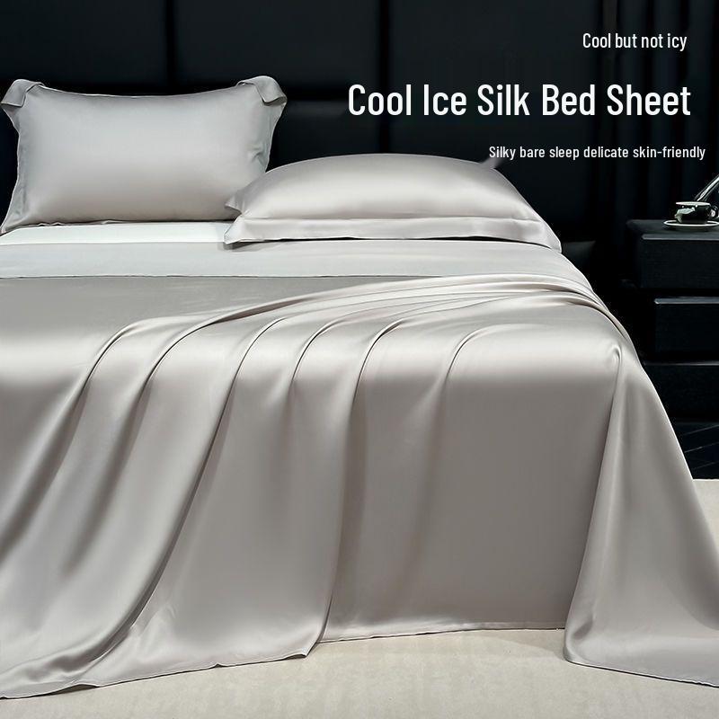 Juego de Ropa de Cama de Seda Helada de Verano Refrescante - Funda Nórdica Lavable y Transpirable, Funda de Almohada para Dormitorios de Estudiantes Individuales