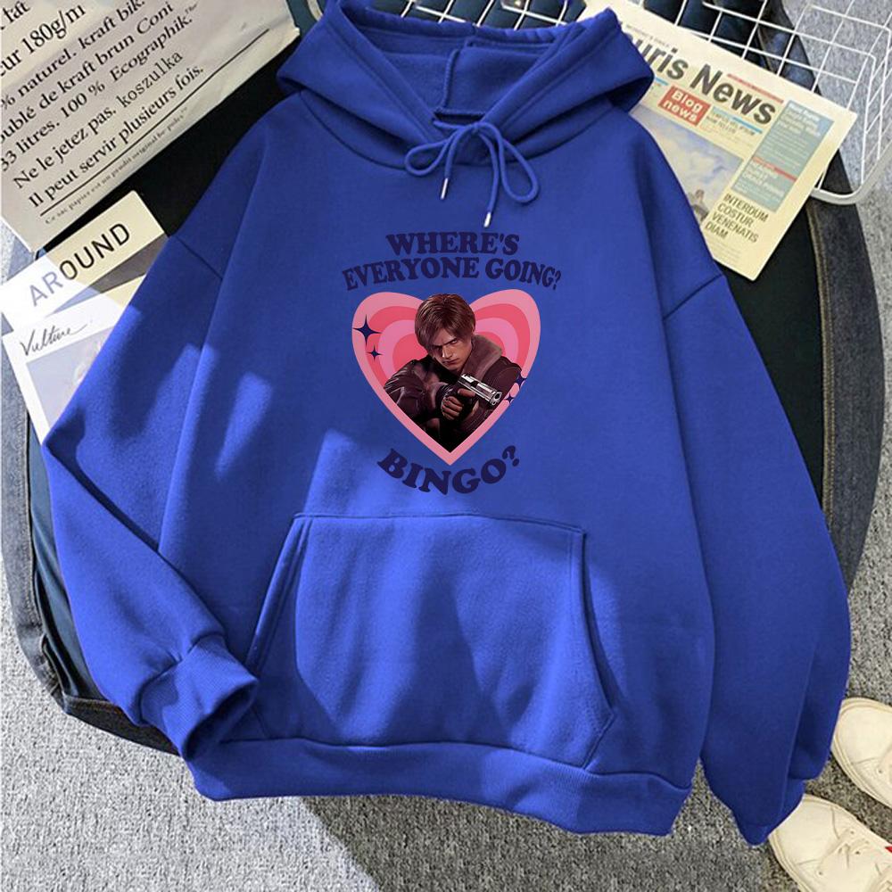 Leon Kennedy Where's Everyone Going? Bingo? Hoodies Leon Kennedy High Street Sweatshirt Casual Clothes Unisex Pullover
