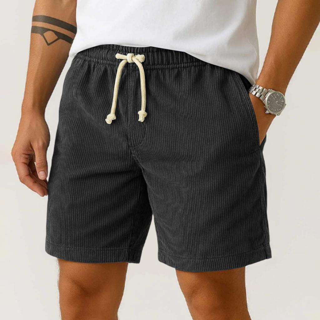 Men's Corduroy Elastic Men's Shorts Casual Beach Pants