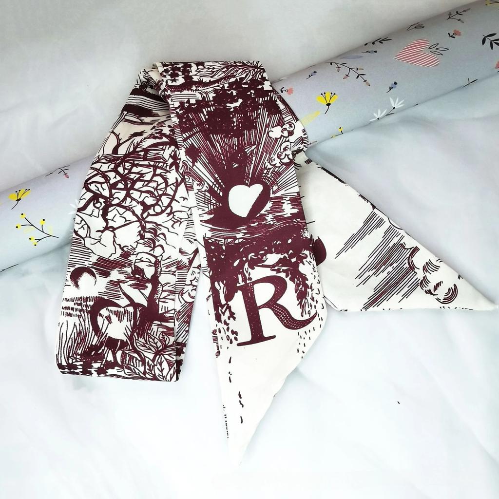 Fashion Skinny Scarf Women Luxury Letter Printing Tie Bag Handle Ribbon Hair Band Women's Headscarf New Lady Design Silk Scarves