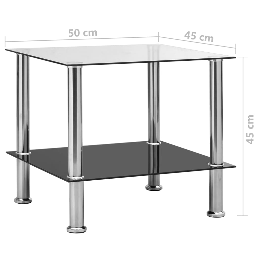 Side Table Transparent 45 X 50 X 45 Cm Tempered Glass