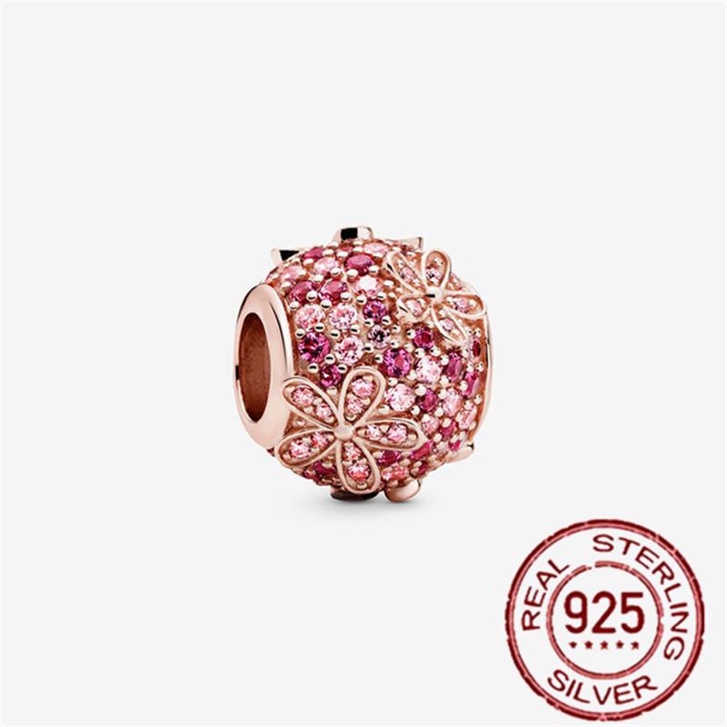 Charm din Argint Sterling S925, Pandantiv Floare Margaretă, 9 Modele, Zircon, Lanț de Siguranță, Mărgele Charmuri, Potrivit pentru Brățări Originale, Pandantiv DIY