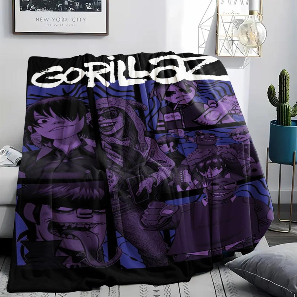 1 Stück Gorillaz Print Flanelldecke, Hohe Qualität, Bequem für alle Jahreszeiten, Heimdekoration, Wärme und Komfort, Perfekt für Weihnachtsgeschenke