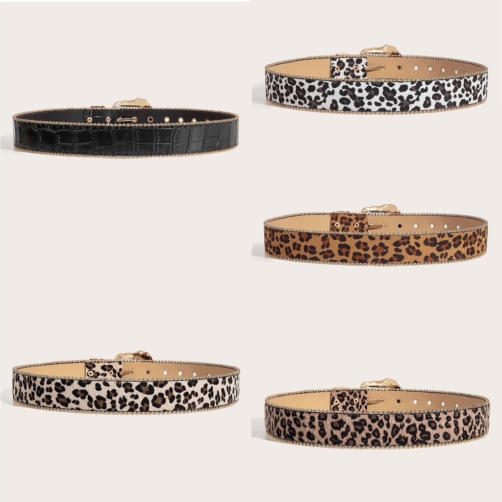 Vintage Belt for Women Men Y2K Leopard Belt for Jeans Shorts Eye Catching Waist Decors Pants Belt Fashion Waist Ornament