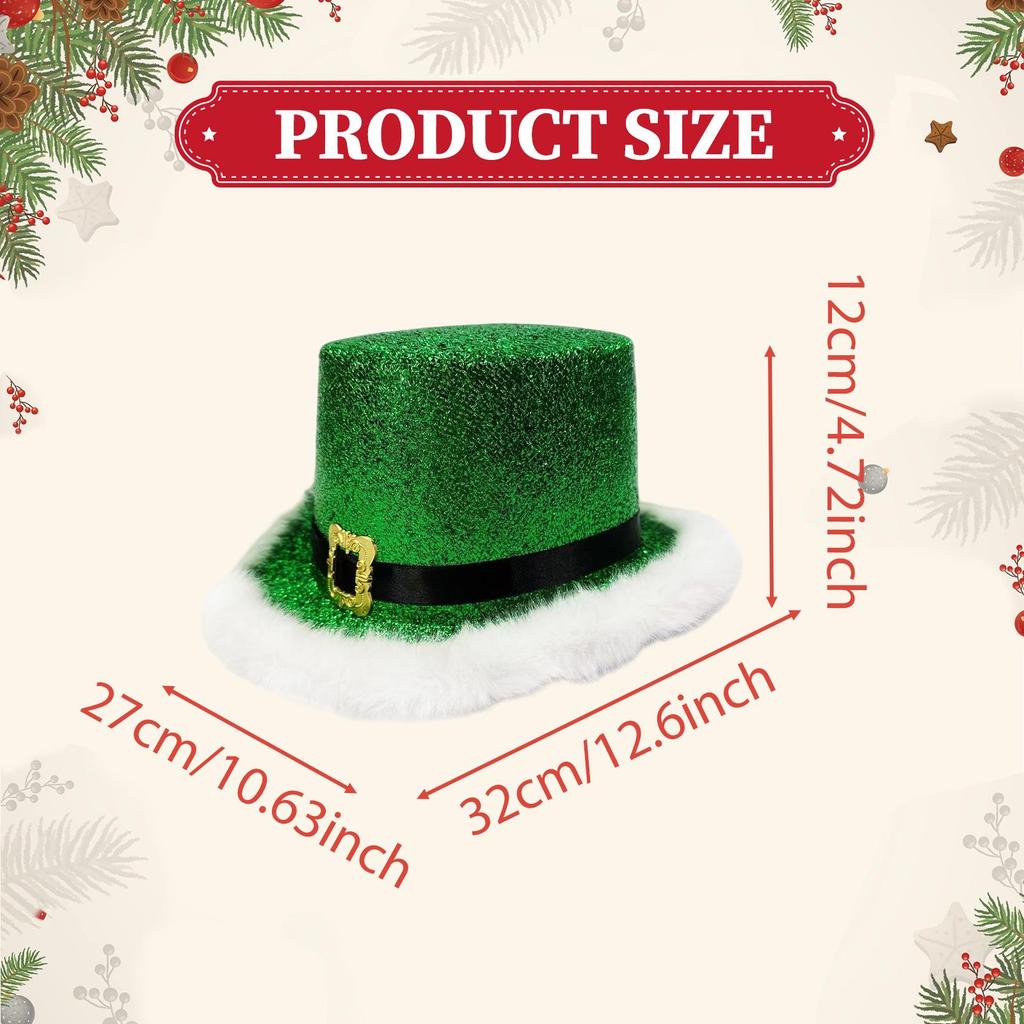 Xmas Hat Plush Trim Christmas Top Hat Party Prop Creative Headwear Unisex Decorative Cap for Role Play and Holiday Events