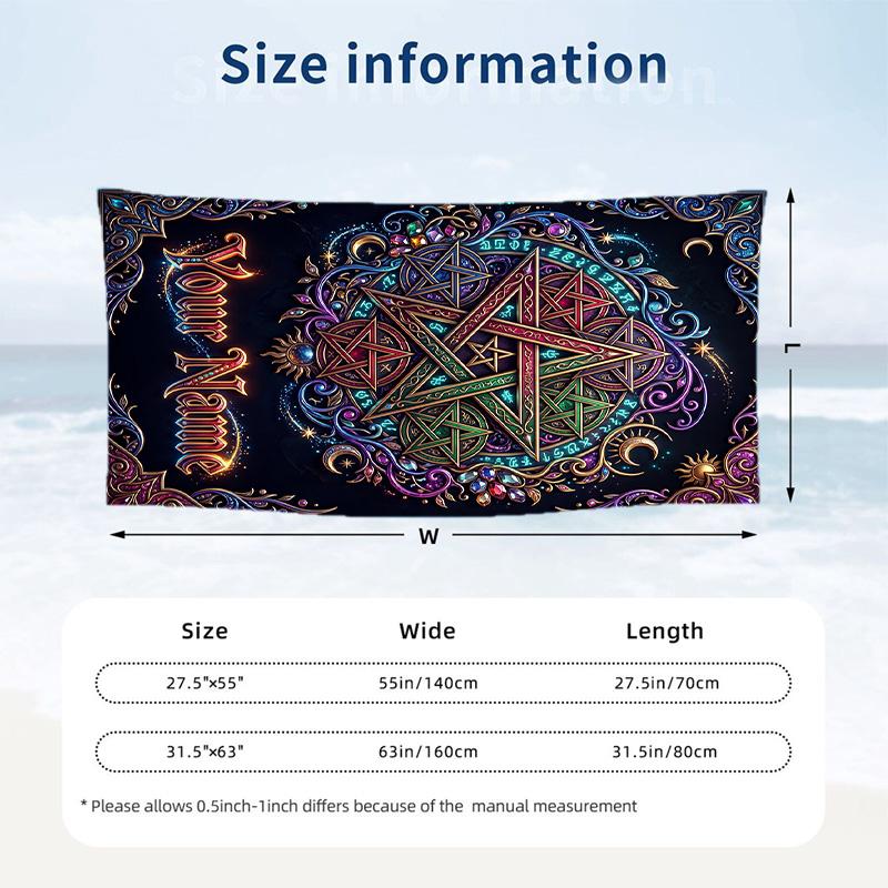 Witchcraft Theme Beach Towel Personalized Custom Name & Text Soft Quick Dry Beach Towel for Swimming Travel