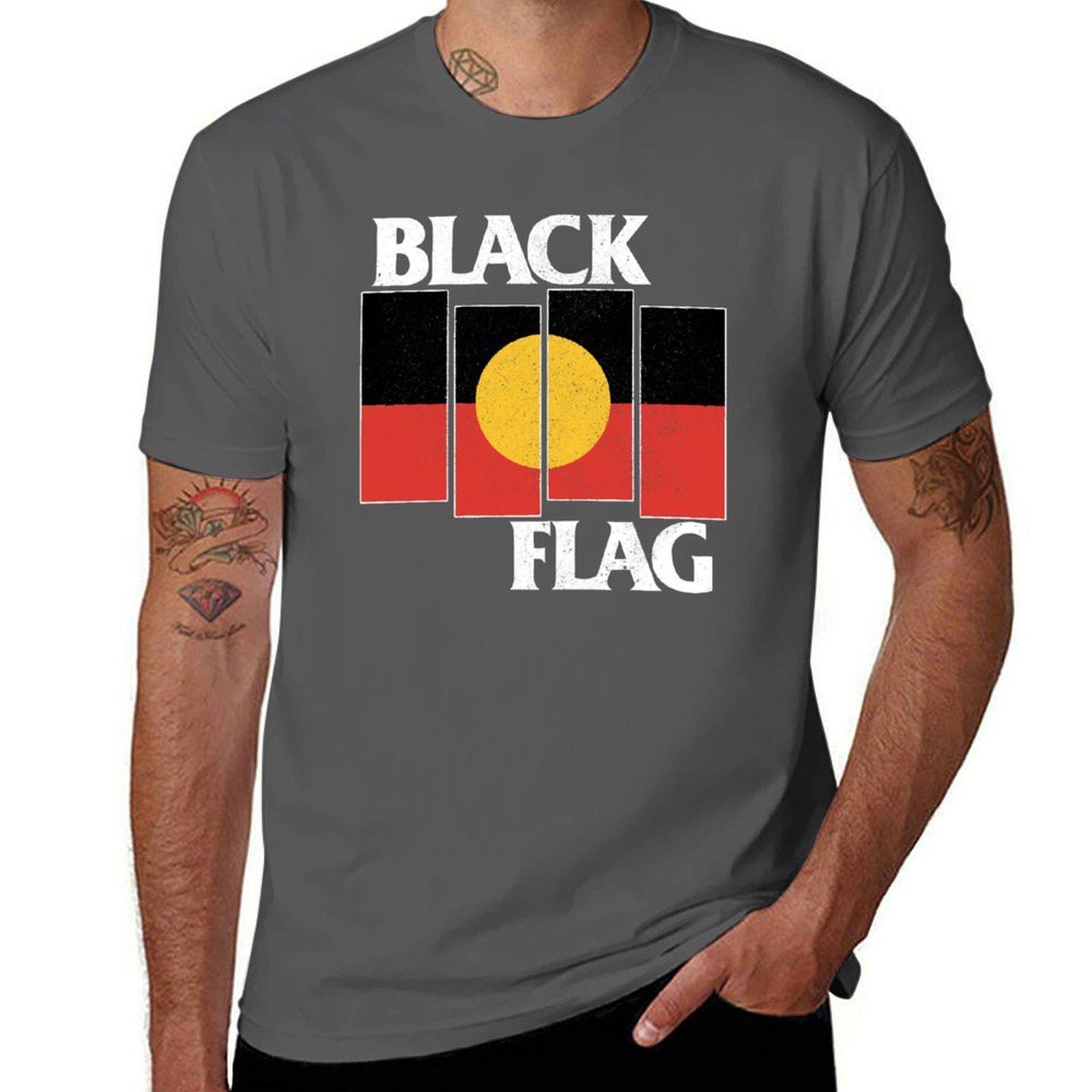 

Indigenous Black Flag Black Worn Look TShirt Casual Daily Graphic Tee 4XL