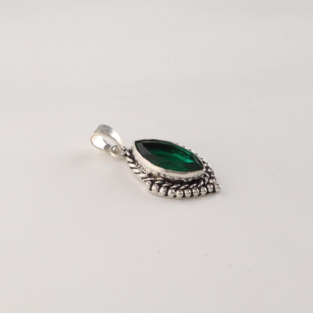 Chrome Diopside Gemstone 925 Sterling Silver Handcrafted Designer Pendant 1.4"For Women APP-4-3