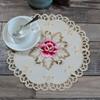 NEW satin rose flower embroidery table place mat cloth Wedding Christmas party placemat kitchen Table decoration and accessories for Home