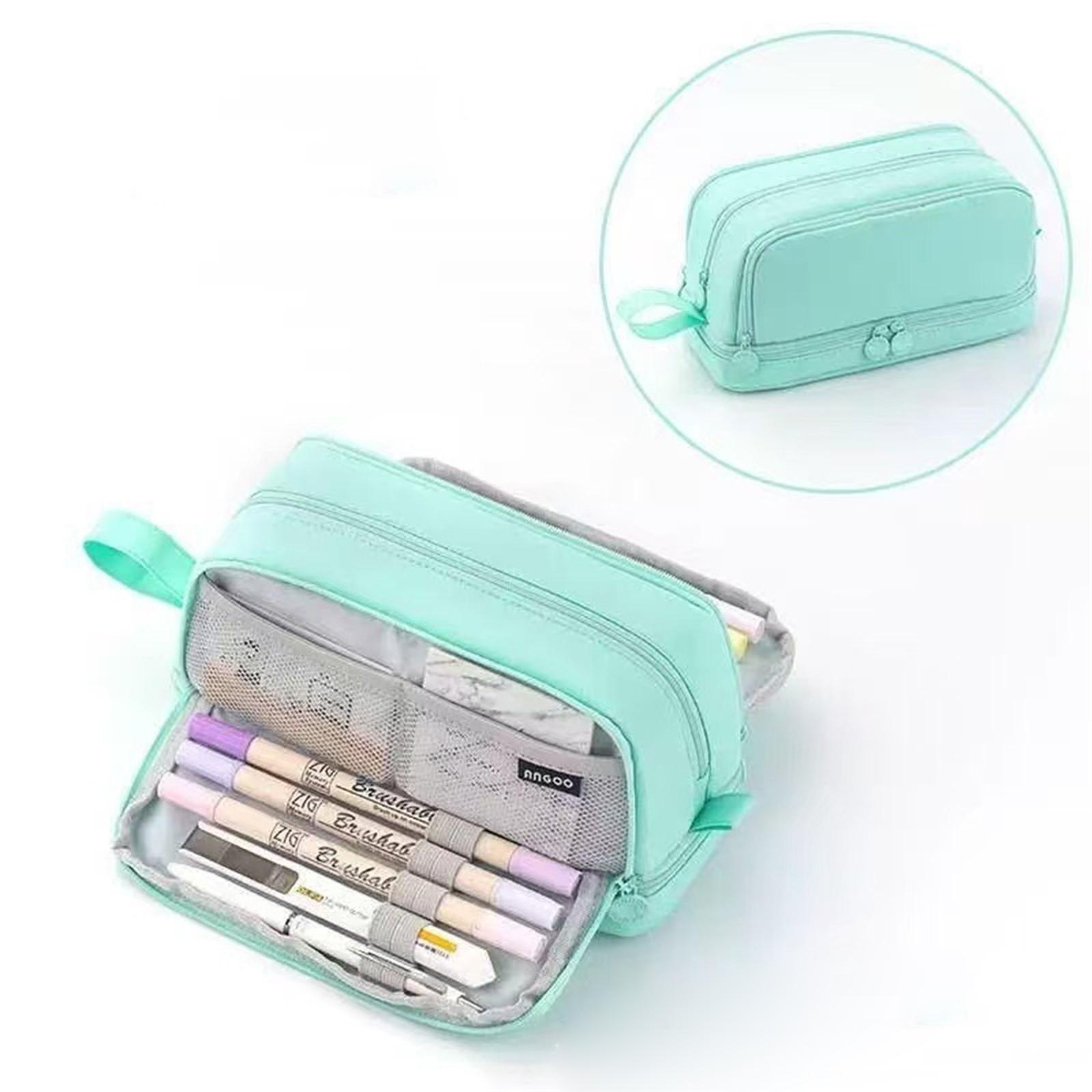 

Высококачественный пенал большой вместимости в японском стиле, корейская версия, холщовая сумка для канцелярских принадлежностей для учеников средней школы, милый пенал для мальчиков и девочек One Size зелёный